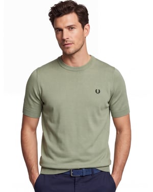 T-shirt Fred Perry olijfgroen katoen