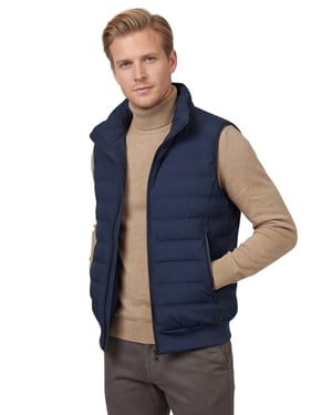 bodywarmer People of Shibuya NEW capuchon donkerblauw met voering