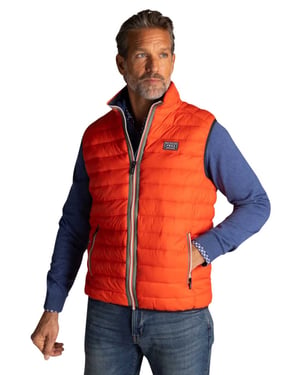 Oranje bodywarmer New Zealand waterafstotend en gewatteerd