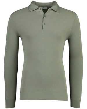 Lange mouw polo Thomas Maine groen 3-knoops