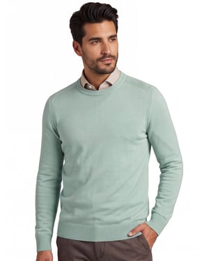 Trui BOSS orange asac c ronde hals groen