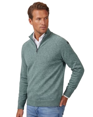Trui New Zealand groen half zip normale fit