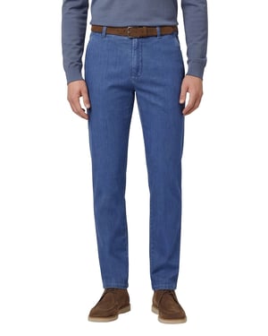 Meyer bonn pantalon demin blauw effen normale fit