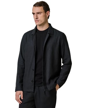 Navy linnen met knopen overshirt Profuomo