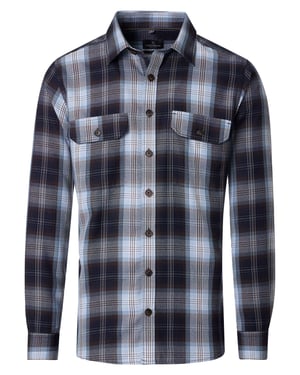Donkerblauw geruit overshirt Casa Moda knoop sluiting