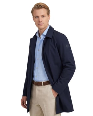 mantel jas People of Shibuya Toshiro navy polyester lang