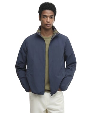 zomerjas Barbour donkerblauw reversible geruit waterafstotend