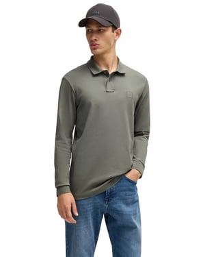 Boss Orange Passerby polo groen effen katoen slim fit