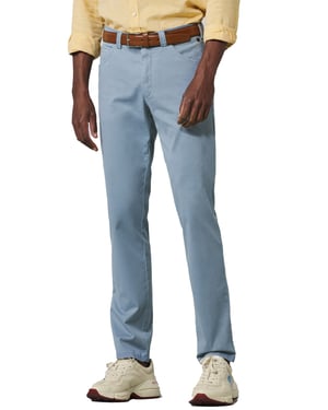 Meyer broek chino Dublin blauw effen katoen
