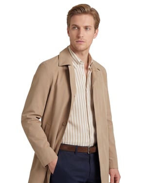 mantel jas People of Shibuya Toshiro camel polyester lang