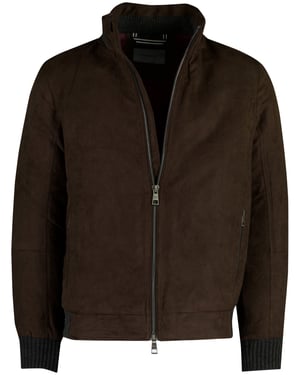 Bruine suede look tussenjas Pierre Cardin met boord gevoerd