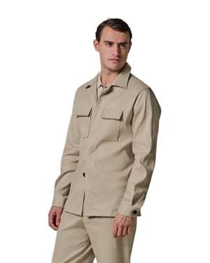Overshirt Profuomo beige katoen
