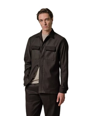 Overshirt Profuomo bruin met dubbele borstzak