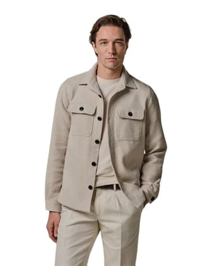 Overshirt Profuomo creme katoen