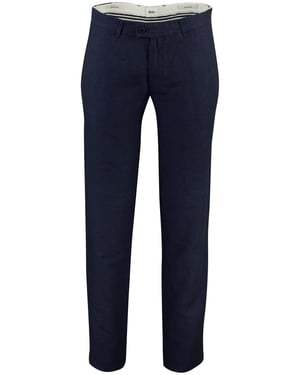 Chino Brax Fabio donkerblauw linnen wijde fit