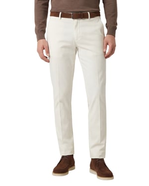 broek Gardeur Regular Fit katoen creme