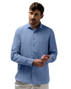 Overhemd State of Art blauw linnen