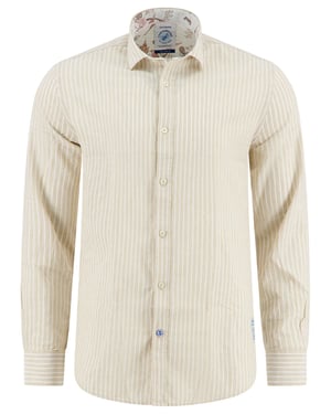 overhemd lange mouw beige strepen A Fish Named Fred semi-wide collar