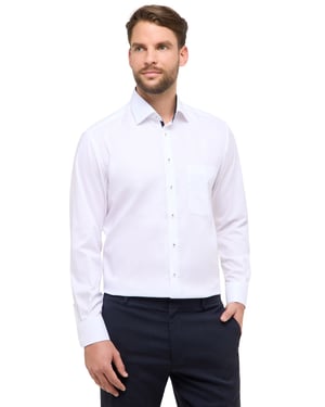 Overhemd wit Eterna Comfort Fit klassiek katoen borstzak
