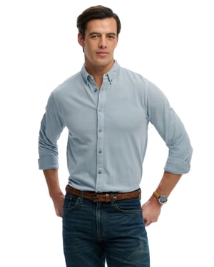Lange mouwen overhemd Superdry effen lichtblauw
