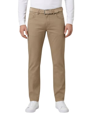 Camel pantalon 5-pocket Gardeur Modern Fit zonder omslag