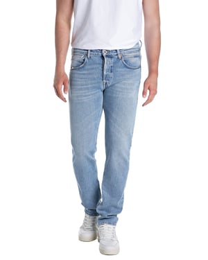 Replay jeans Grover straight fit lichtblauw effen