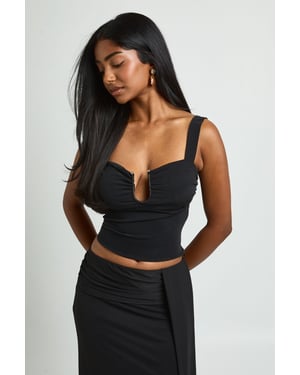 Textured Gold Trim Halter Neck Top