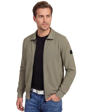 Beige Casa Moda vest gemeleerd wijde fit