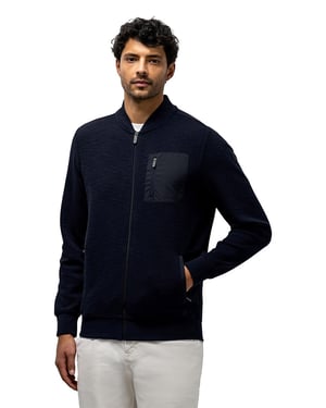 Vest donkerblauw State of Art regular fit gemêleerd