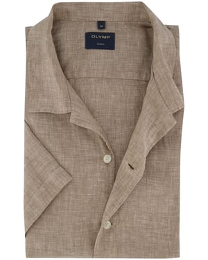 overhemd Olymp beige gemeleerd normale fit