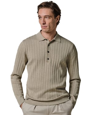 Poloshirt Profuomo beige structuur 3 knopen