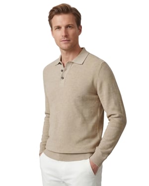 Poloshirt Casa Moda beige 3 knopen normale fit