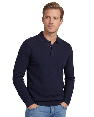 Poloshirt Casa Moda donkerblauw normale fit 3 knoops