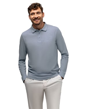 Polo lange mouw State of Art blauw 3-knoops
