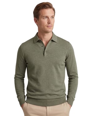 Poloshirt groen gemeleerd Profuomo 3 knoops normale fit