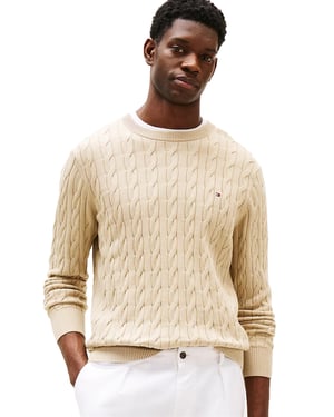Tommy Hilfiger trui creme gebreid Classic Cable ronde hals