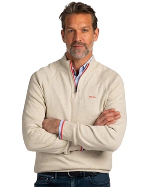 New Zealand half zip trui beige