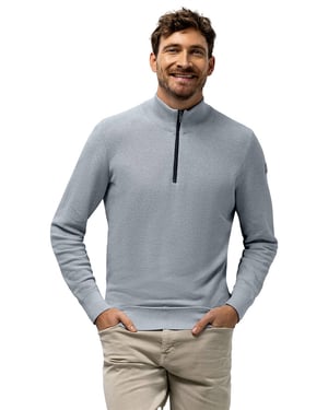 half zip trui State of Art Regular fit Lichtblauwe structuur