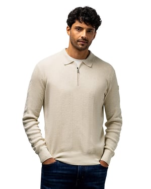 Trui State of Art half zip beige