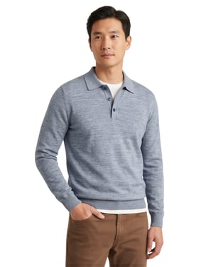Poloshirt Profuomo grijs normale fit gemeleerd