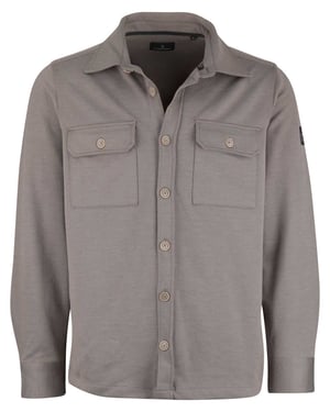 Taupe Overshirt Casa Moda twill structuur en knoopsluiting