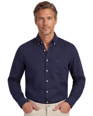 Overhemd navy Fynch Hatton button down boord