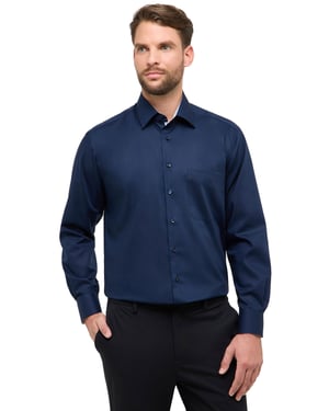 Overhemd donkerblauw Eterna Comfort Fit klassiek katoen