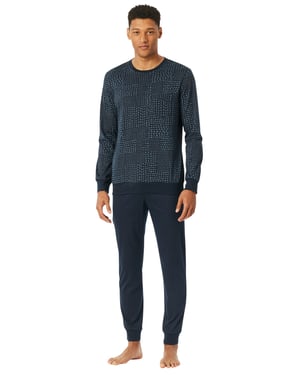 Schiesser pyjama donkerblauw katoen