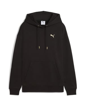 Women's Puma Maximal Metallic Comfort Tech Fleece Overhead Hoodie in Puma Black