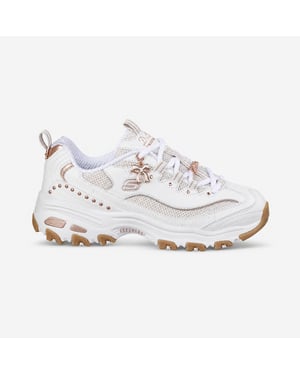 Skechers D'lites - 20th Anniversary Womens Casual Trainers White/rose Gold