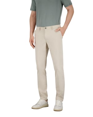 Gardeur Pantalon creme effen katoen