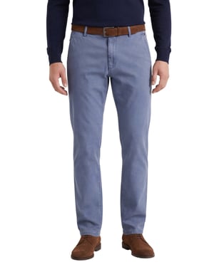 Katoenen broek Meyer Roma blauw gemêleerd