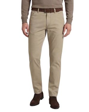 Meyer katoenen broek Chicago beige gestreept