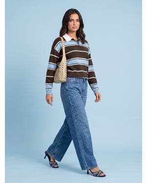 Blue Wool Blend Stripe Jumper